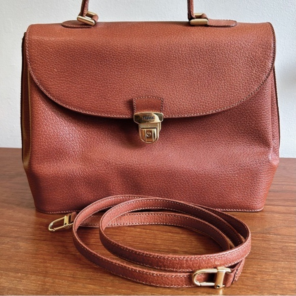 Nwt Gianfranco Ferre Vintage Leather Satchel Cognac